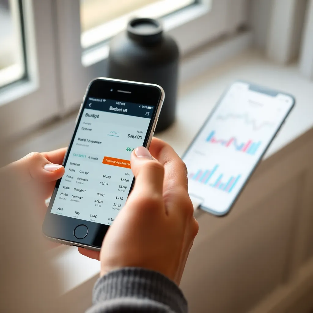 Smartphone met Nederlandse budgetapp die uitgaven categoriseert en visualiseert