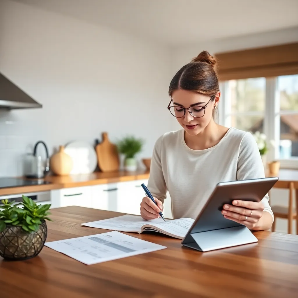 Persoon gebruikt financiële apps op smartphone en laptop