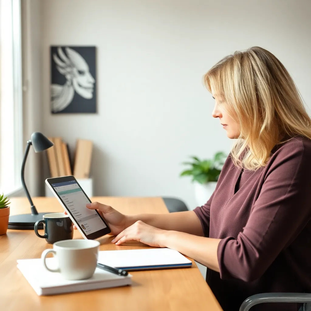 Nederlandse vrouw categoriseert uitgaven in budgetapp op tablet